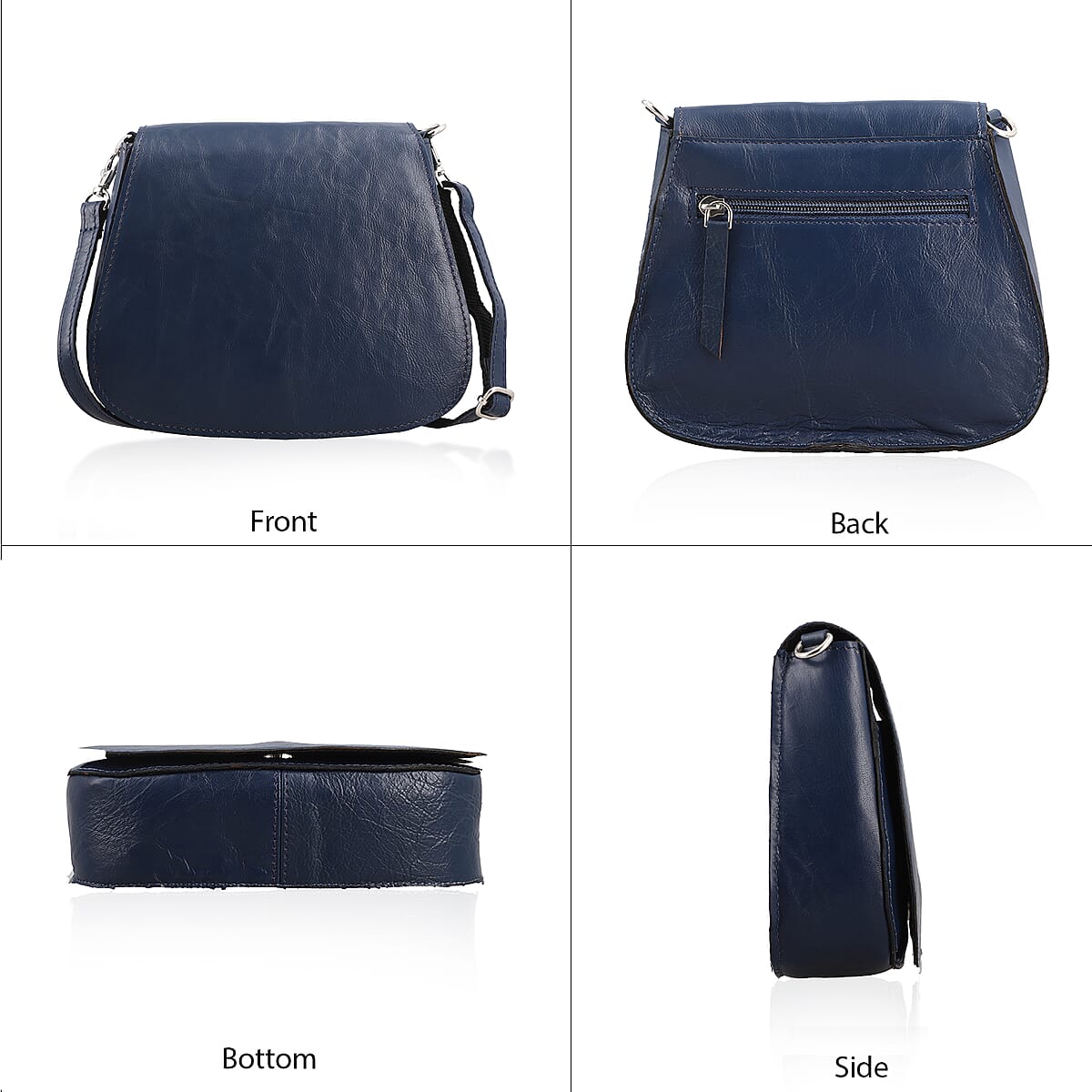 Navy Genuine Leather Crossbody Sling Bag image number 3