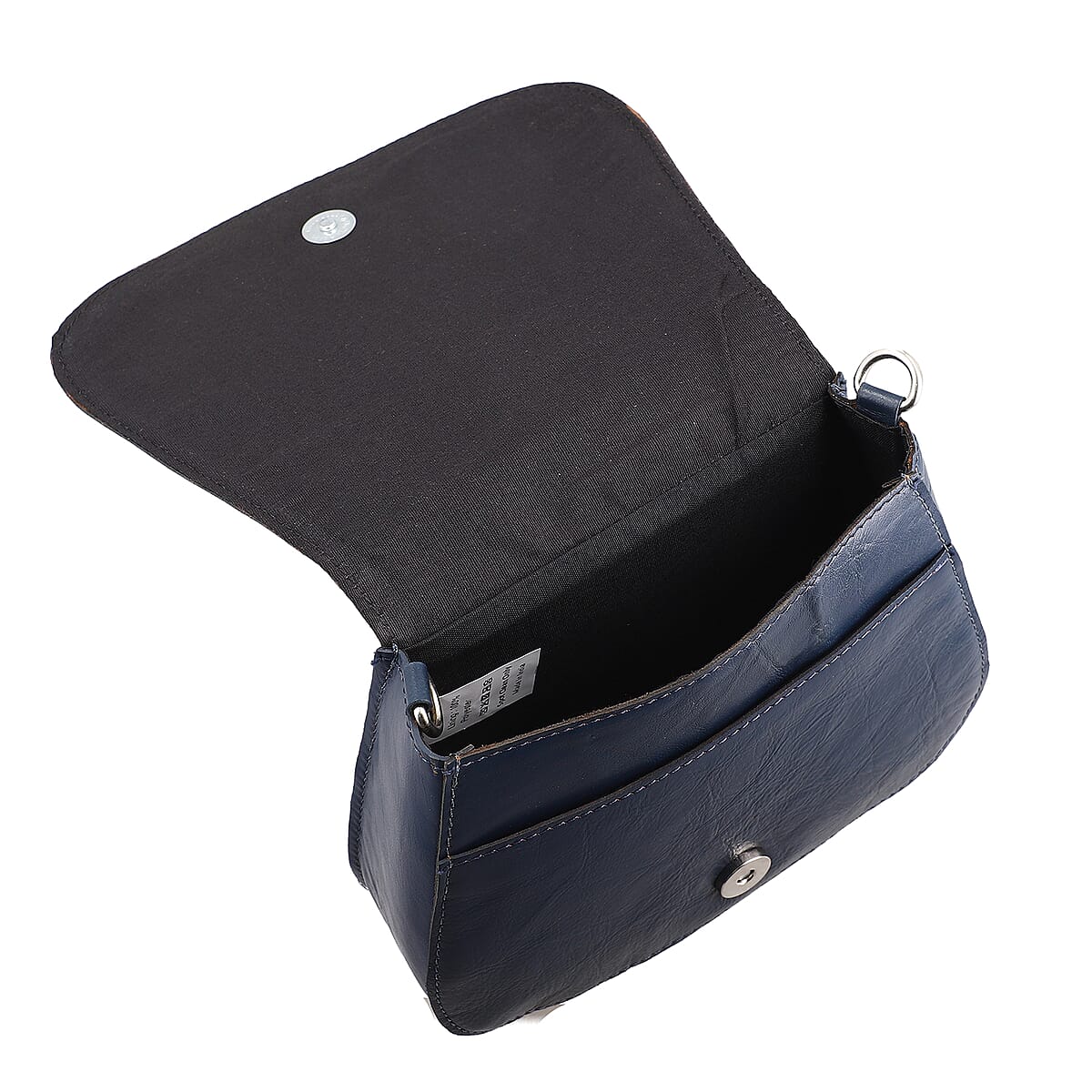 Navy Genuine Leather Crossbody Sling Bag image number 4