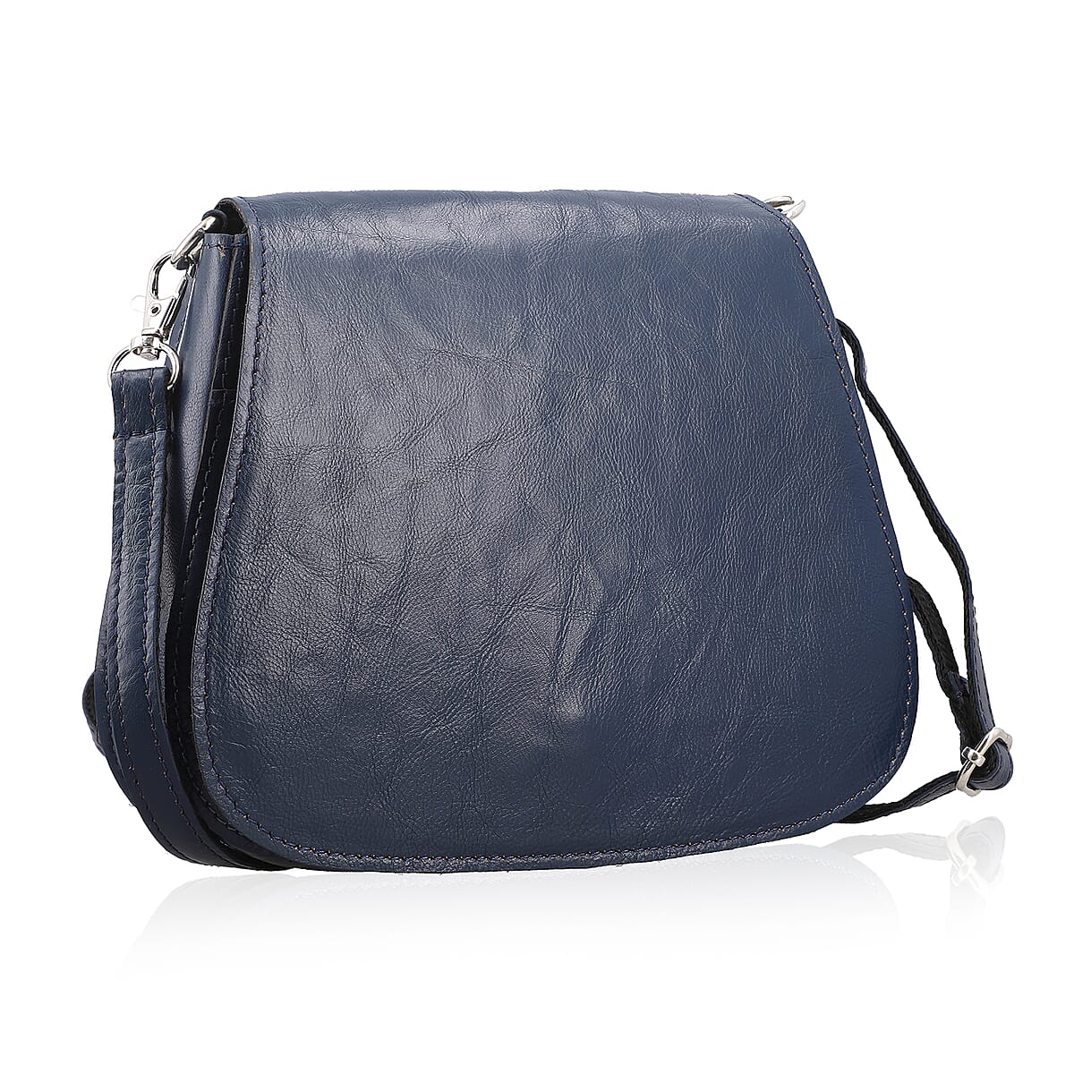 Navy Genuine Leather Crossbody Sling Bag image number 5