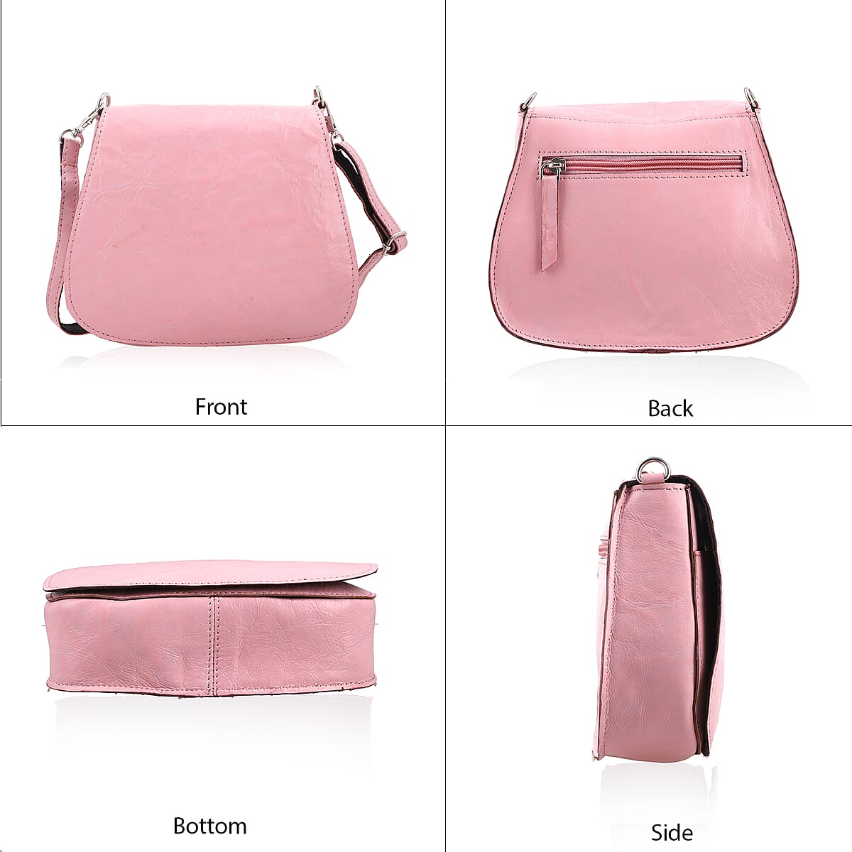 Baby Pink Genuine Leather Crossbody Sling Bag image number 6