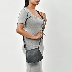 Gray Genuine Leather Crossbody Sling Bag