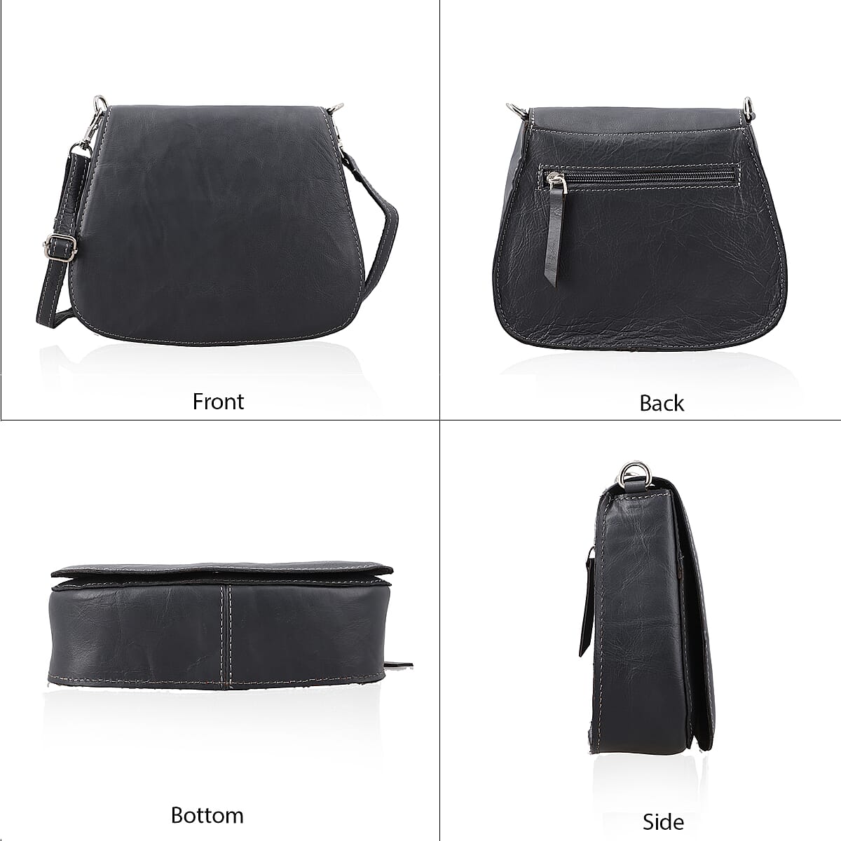 Gray Genuine Leather Crossbody Sling Bag image number 3