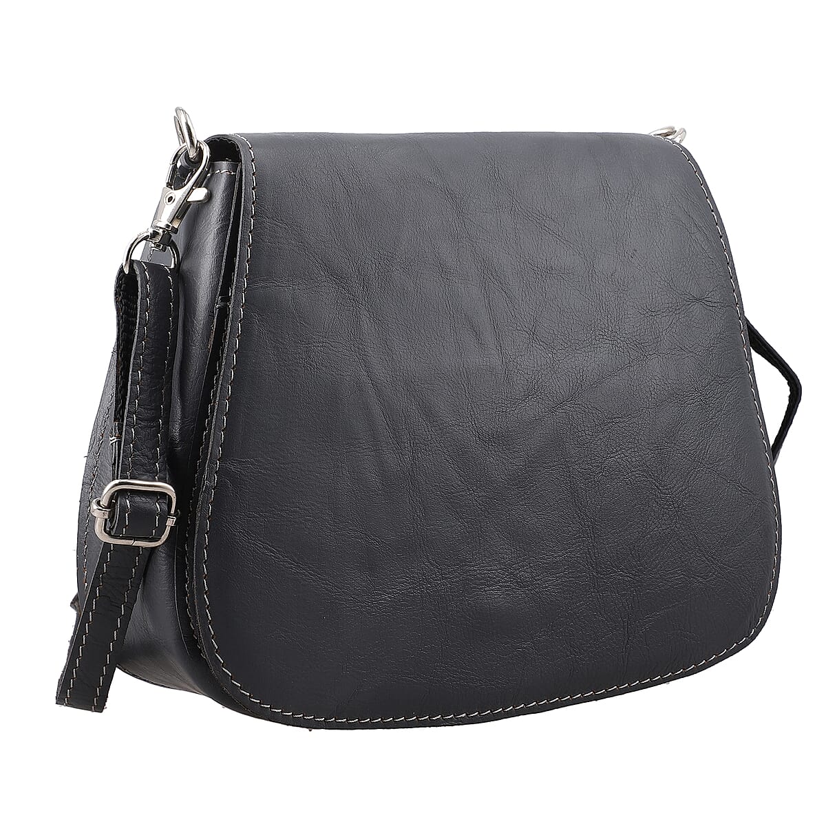 Gray Genuine Leather Crossbody Sling Bag image number 5