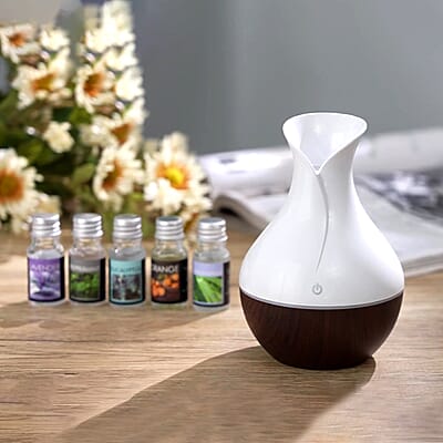 Portable Mini Air Humidifier with 5 Essential Oil and RGB Light (Powered by USB Cable)
