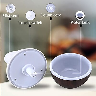 Portable Mini Air Humidifier with 5 Essential Oil and RGB Light (Powered by USB Cable)