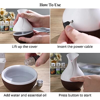 Portable Mini Air Humidifier with 5 Essential Oil and RGB Light (Powered by USB Cable)