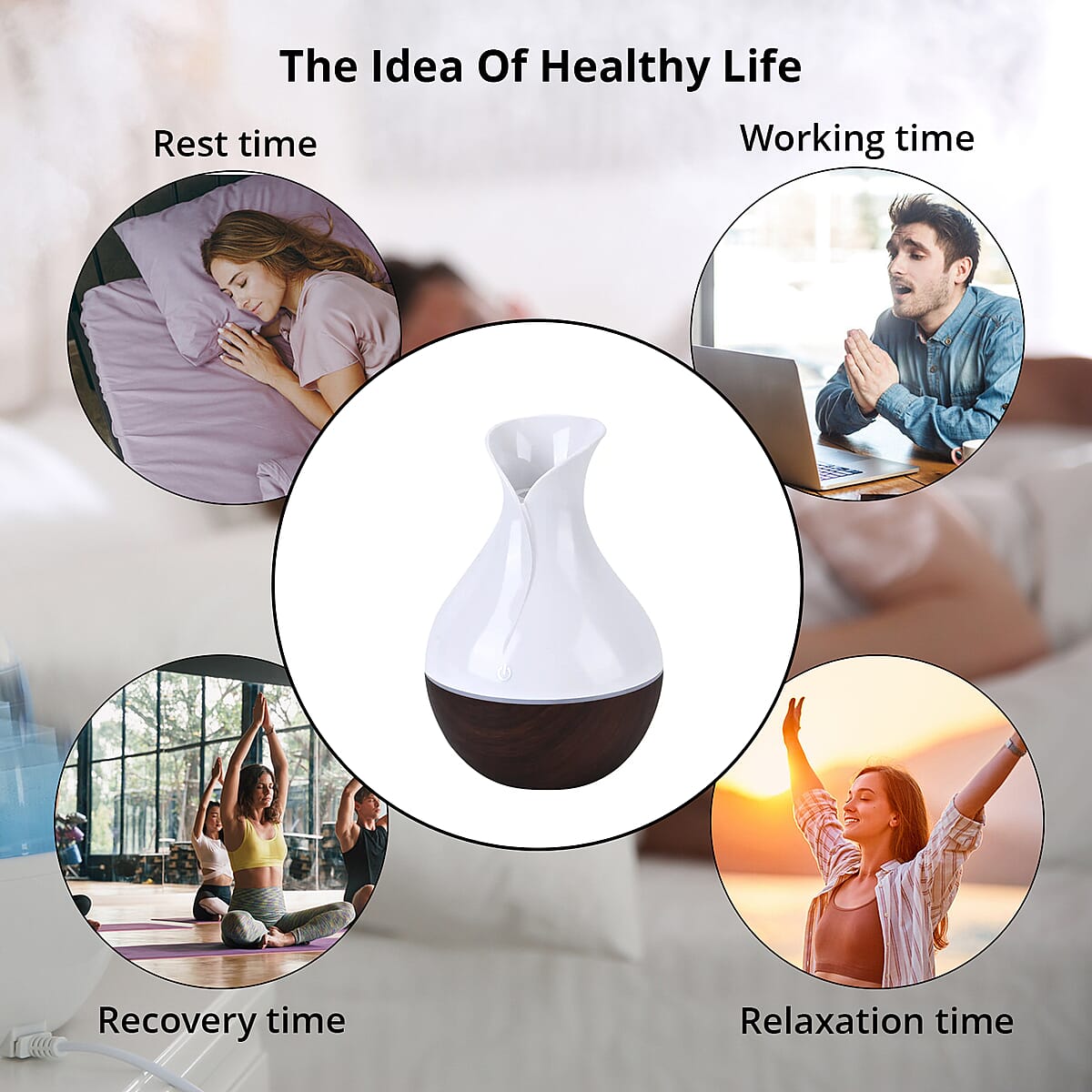 Portable Mini Air Humidifier with 5 Essential Oil and RGB Light (3.94"x3.94"x5.91") (Powered by USB Cable) image number 7