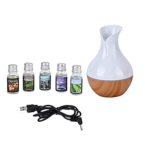 Portable Mini Air Humidifier with 5 Essential Oil and RGB Light (Powered by USB Cable)