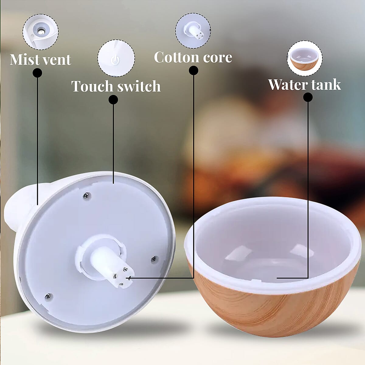 Portable Mini Air Humidifier with 5 Essential Oil and RGB Light (Powered by USB Cable) image number 5