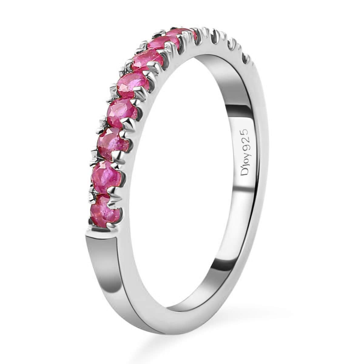 Niassa Ruby (FF) Ring in Platinum Over Sterling Silver (Size 6.0) 0.55 ctw image number 3