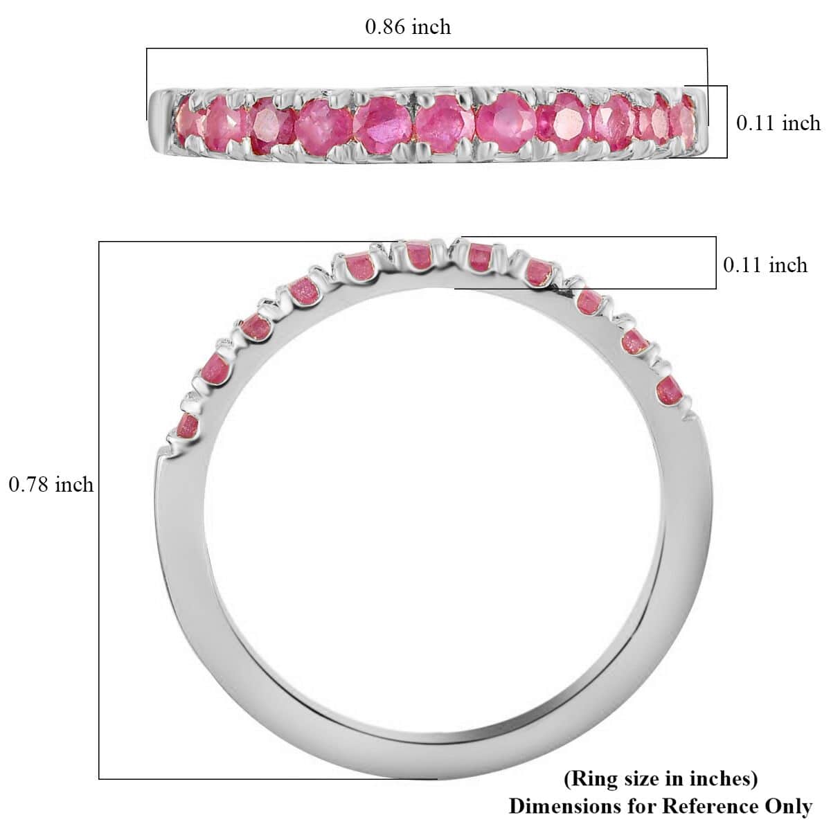 Niassa Ruby (FF) Ring in Platinum Over Sterling Silver (Size 6.0) 0.55 ctw image number 5