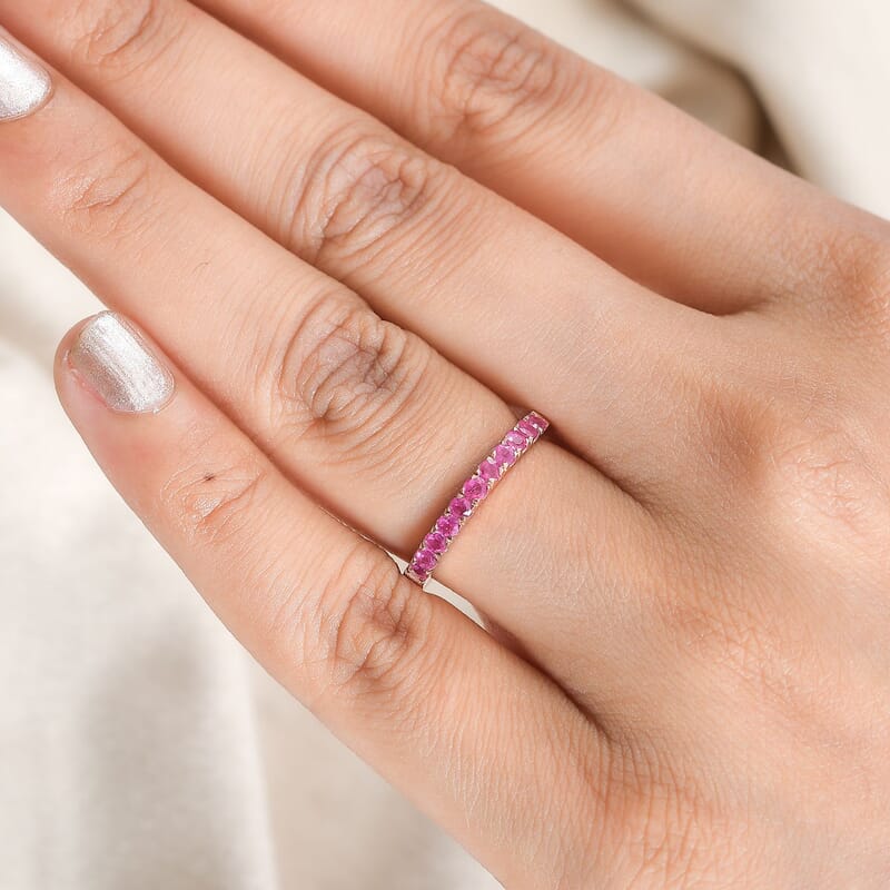 Niassa Ruby (FF) Ring in Vermeil Rose Gold Over Sterling Silver (Size 6.0) 0.55 ctw