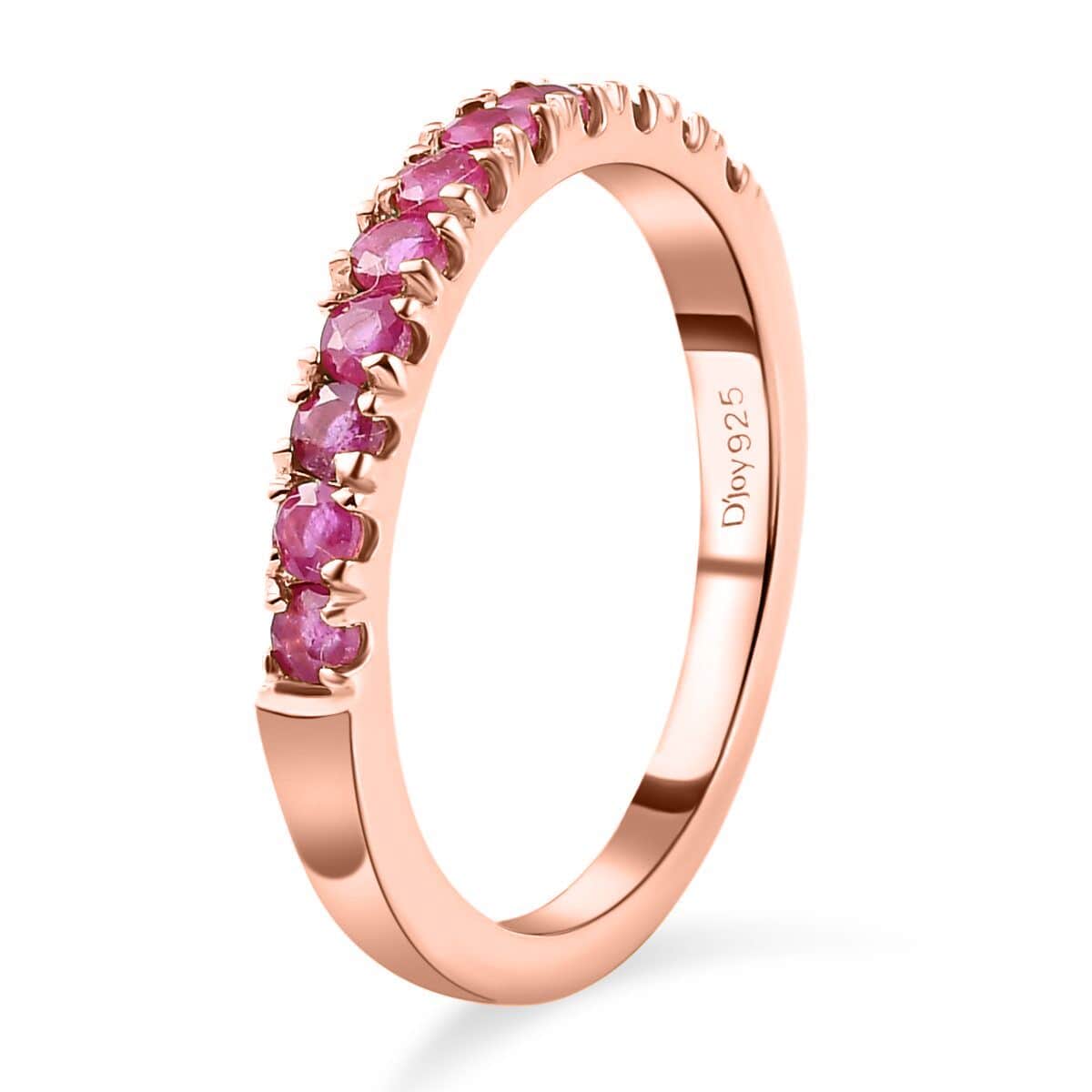 Niassa Ruby (FF) Ring in Vermeil Rose Gold Over Sterling Silver (Size 7.0) 0.55 ctw image number 3