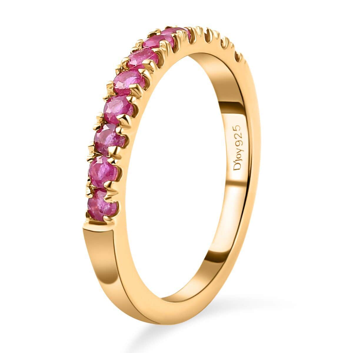 Niassa Ruby (FF) Ring in Vermeil Yellow Gold Over Sterling Silver (Size 7.0) 0.55 ctw image number 3