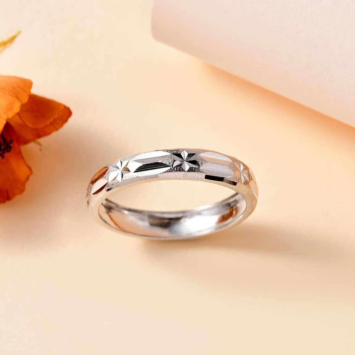 Platinum Over Sterling Silver Band Ring (Size 6.0) (1.85 g) image number 1