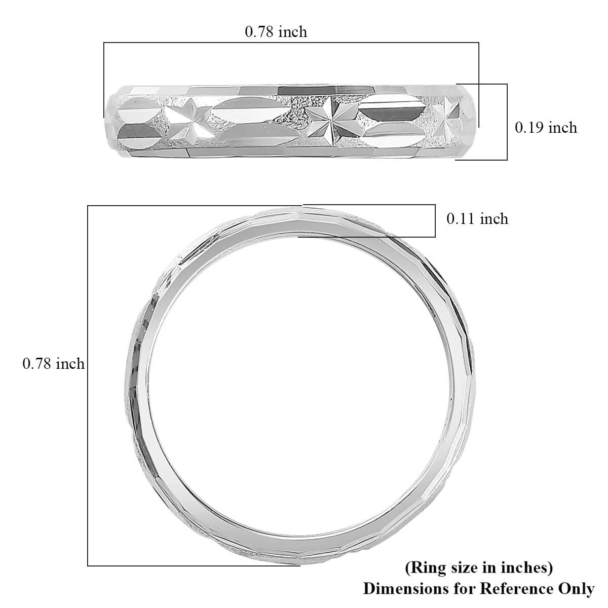 Platinum Over Sterling Silver Band Ring (Size 6.0) (1.85 g) image number 5