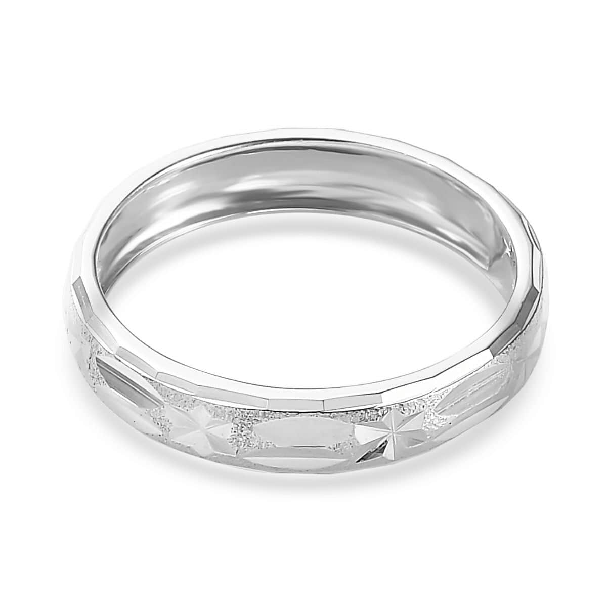 Platinum Over Sterling Silver Band Ring (Size 7.0) 1.85 Grams image number 4