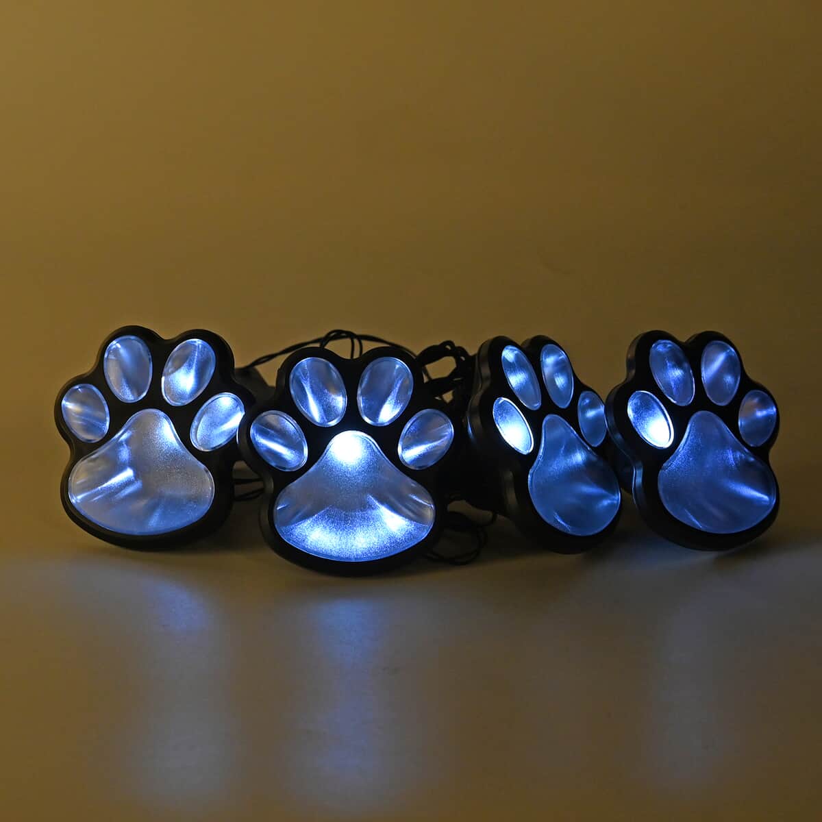 Set of 4 Waterproof Paw Print Solar Lights (3.42"x3.54"x3.54") image number 1