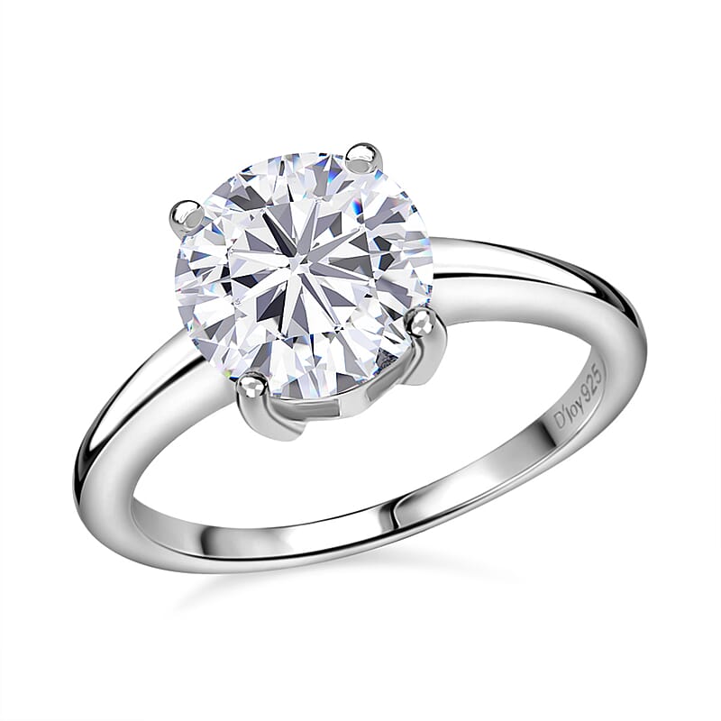 Moissanite Solitaire Ring in Platinum Over Sterling Silver (Size 6.0) 2.10 ctw