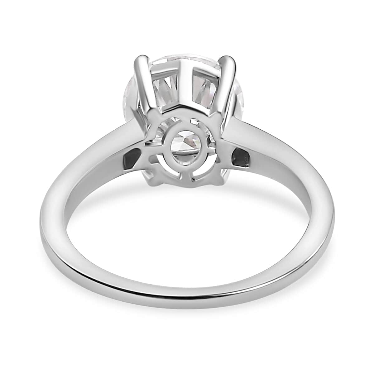 Mother’s Day Gift Moissanite Solitaire Ring in Platinum Over Sterling Silver (Size 6.0) 2.10 ctw image number 4