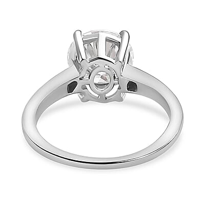 Moissanite Solitaire Ring in Platinum Over Sterling Silver (Size 6.0) 2.10 ctw
