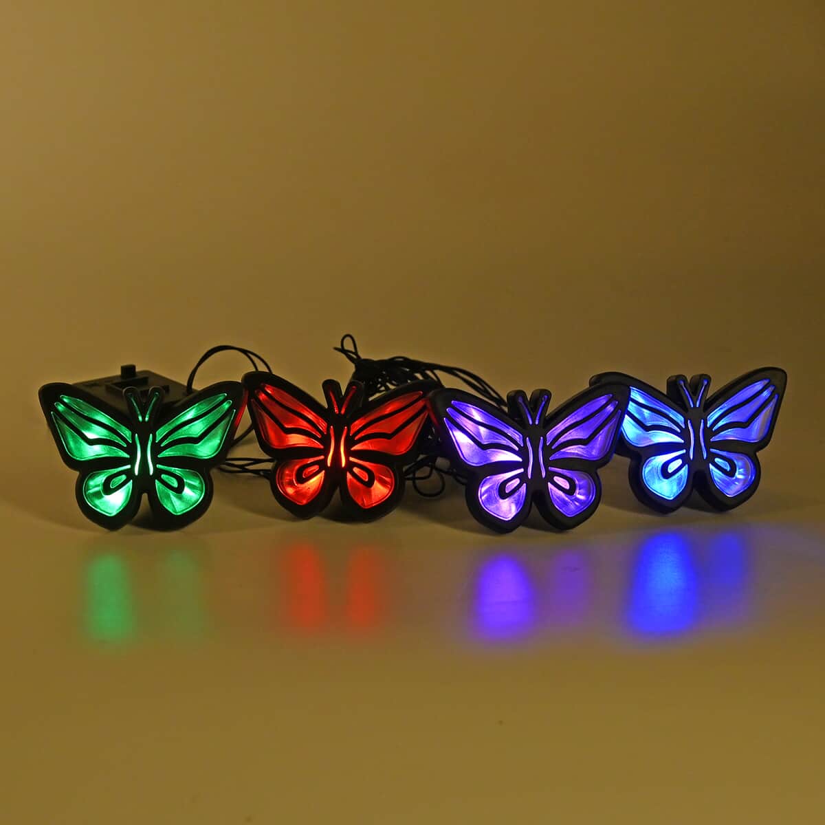 Set of 4 Waterproof Butterfly Solar Lights image number 1