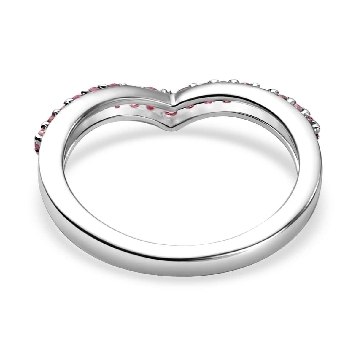 Niassa Ruby (FF) Wishbone Ring in Platinum Over Sterling Silver (Size 7.0) 0.40 ctw image number 4