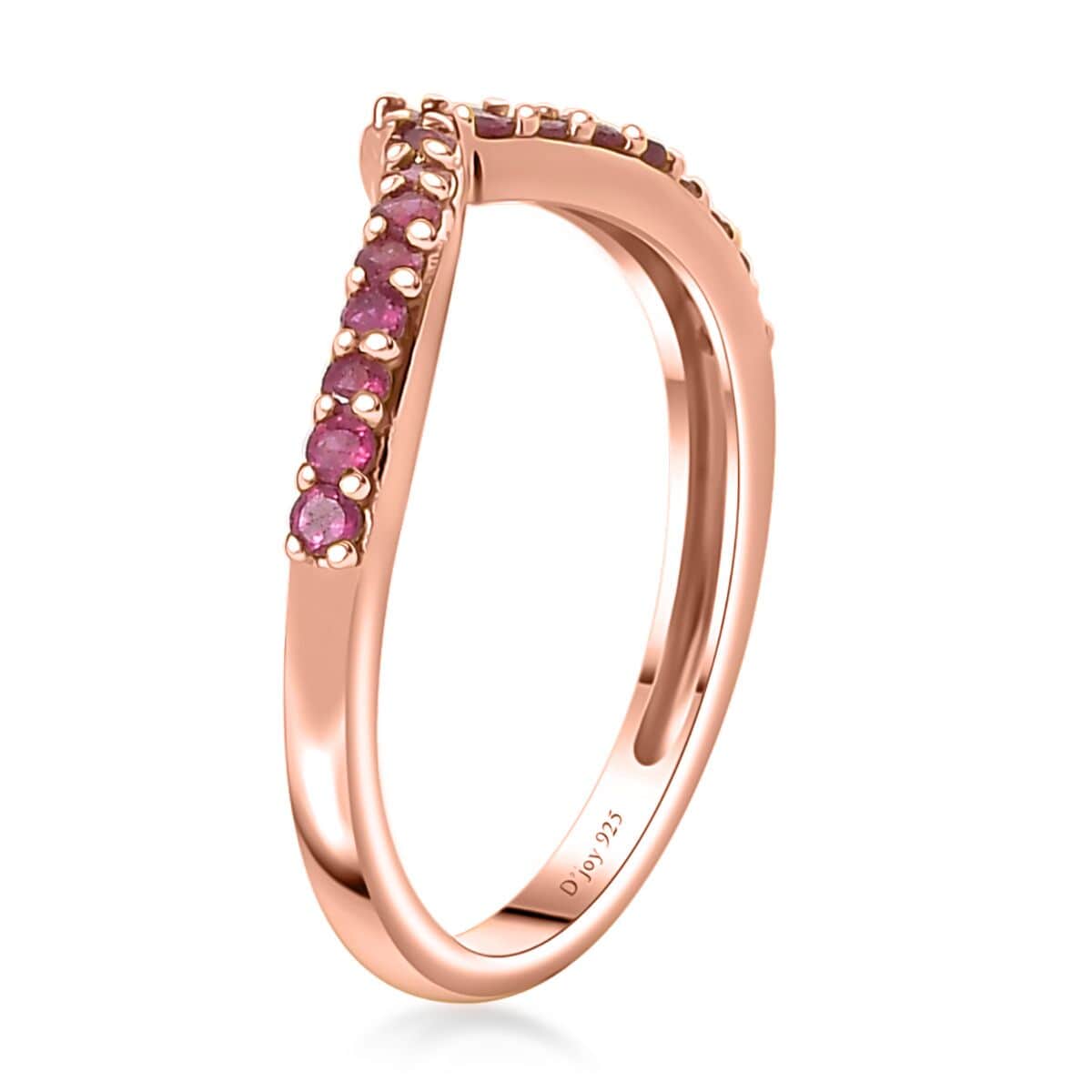 Niassa Ruby (FF) Wishbone Ring in Vermeil Rose Gold Over Sterling Silver (Size 8.0) 0.40 ctw image number 3