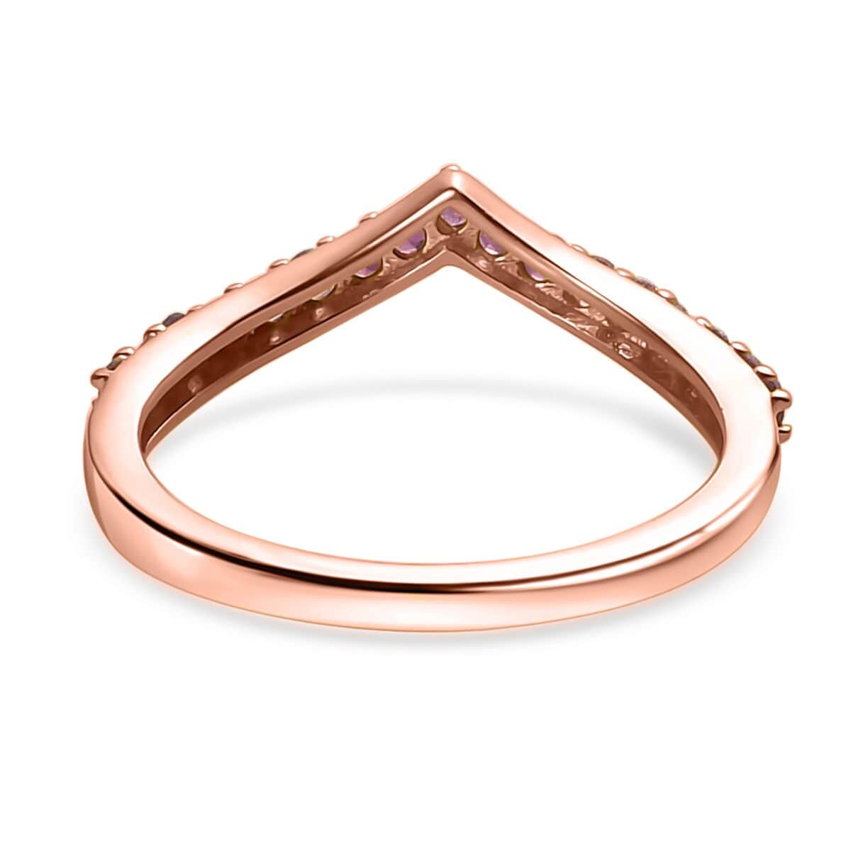 Niassa Ruby (FF) Wishbone Ring in Vermeil Rose Gold Over Sterling Silver (Size 8.0) 0.40 ctw image number 4