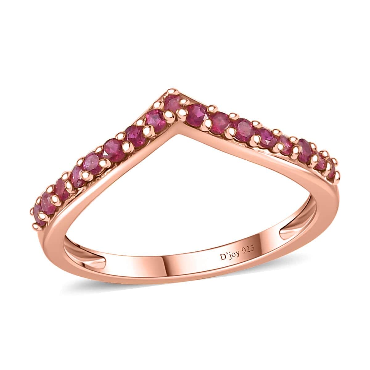 Niassa Ruby (FF) Wishbone Ring in Vermeil Rose Gold Over Sterling Silver (Size 9.0) 0.40 ctw image number 0
