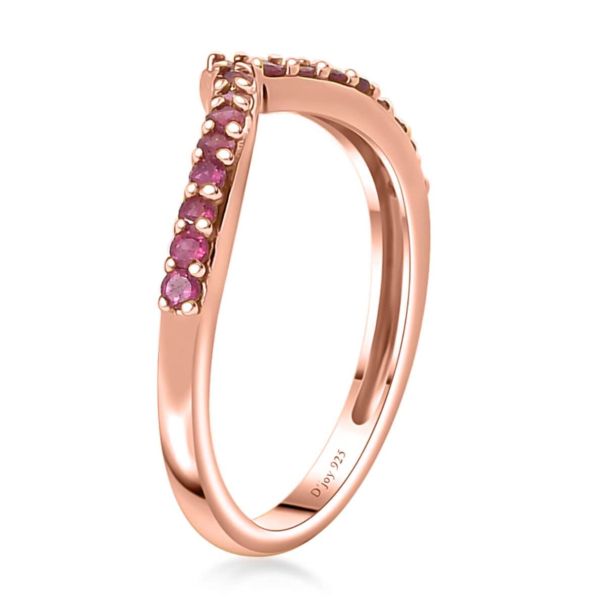 Niassa Ruby (FF) Wishbone Ring in Vermeil Rose Gold Over Sterling Silver (Size 9.0) 0.40 ctw image number 3