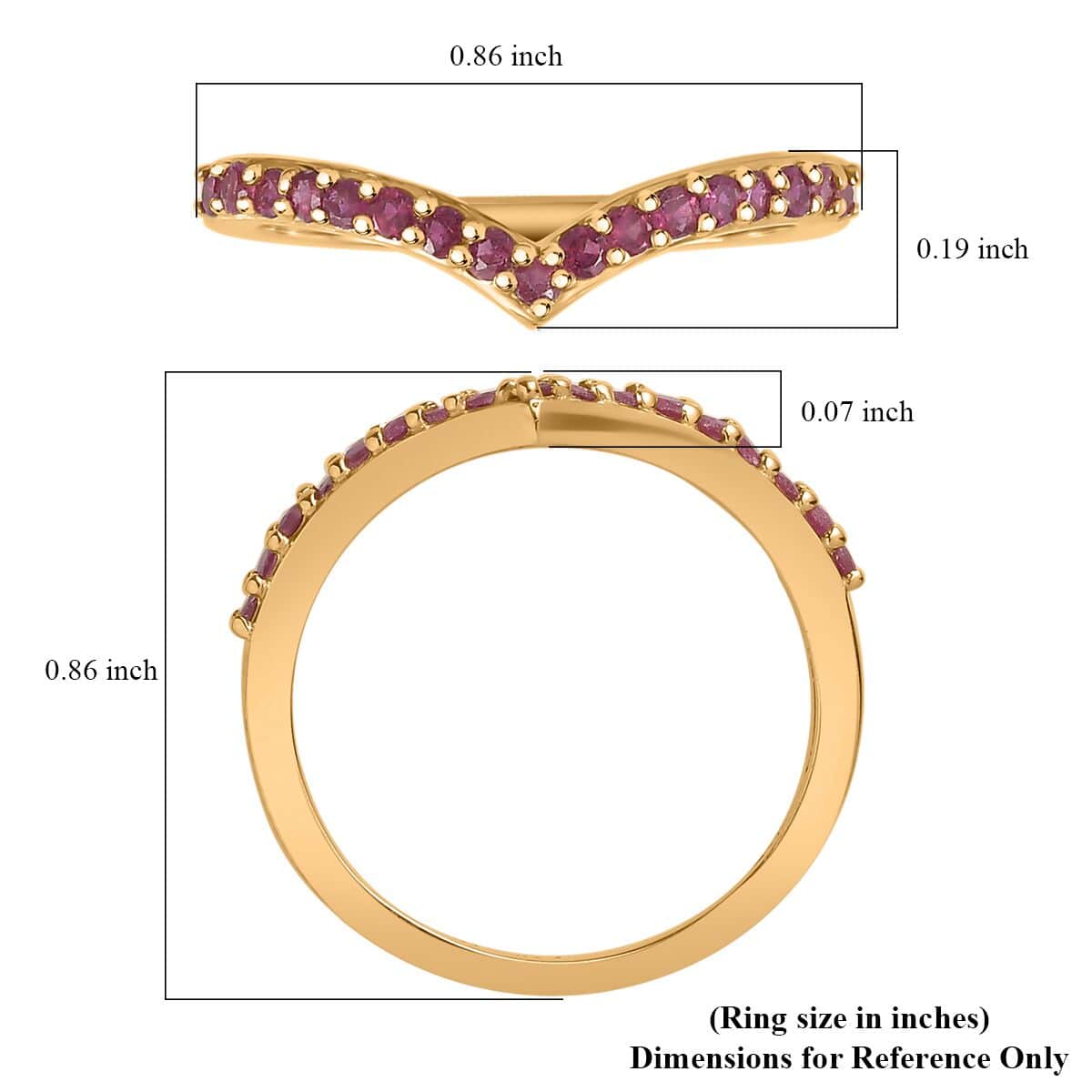 Niassa Ruby (FF) Wishbone Ring in Vermeil Yellow Gold Over Sterling Silver (Size 6.0) 0.40 ctw image number 5