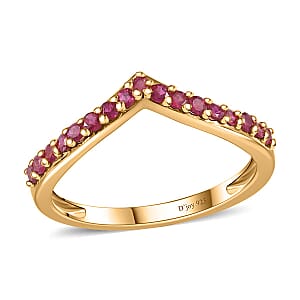 Niassa Ruby (FF) Wishbone Ring in Vermeil Yellow Gold Over Sterling Silver (Size 9.0) 0.40 ctw