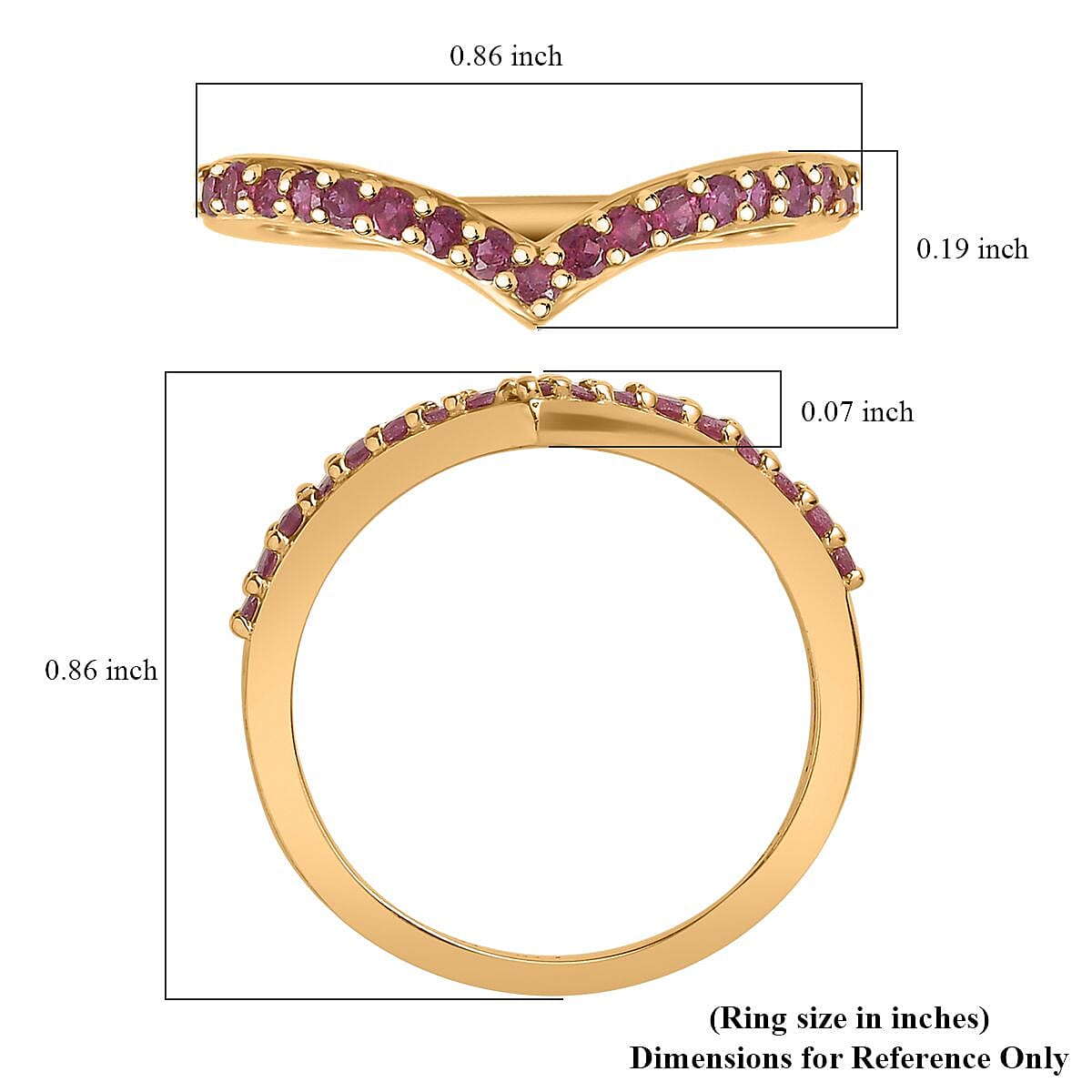 Niassa Ruby (FF) Wishbone Ring in Vermeil Yellow Gold Over Sterling Silver (Size 9.0) 0.40 ctw image number 5