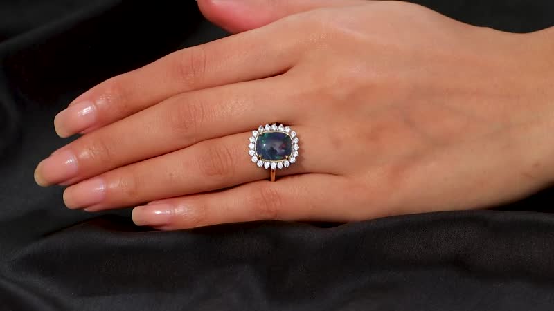 Boulder Opal Triplet, White Zircon Ring in Vermeil YG Over Sterling Silver (Size 6.0) 5.40 ctw