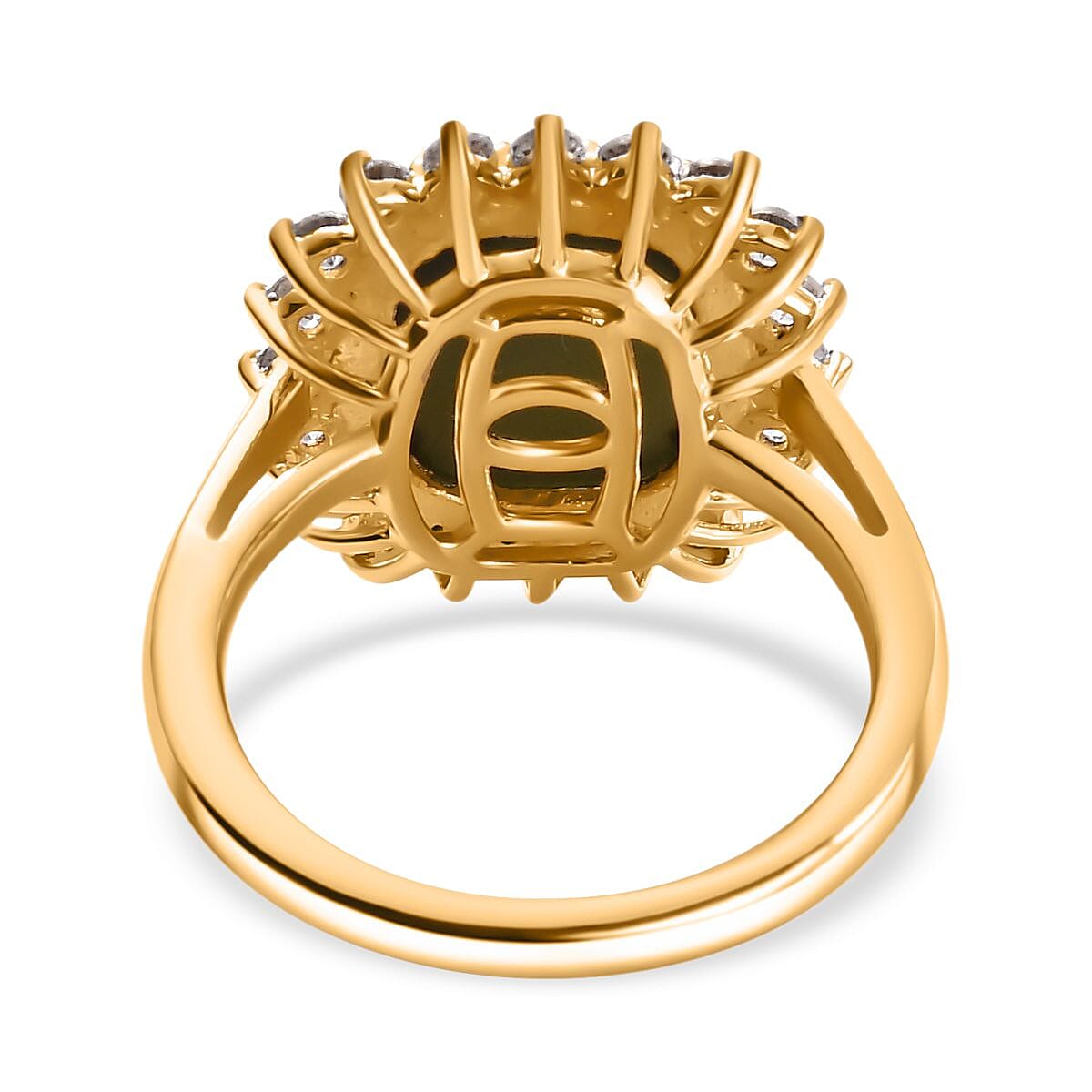 Boulder Opal Triplet, White Zircon Ring in Vermeil YG Over Sterling Silver (Size 6.0) 5.40 ctw image number 4