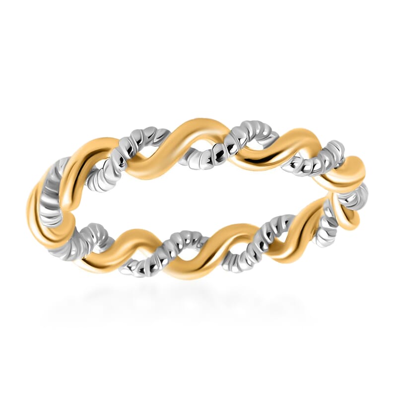 14K YG Over and Sterling Silver Twisted Ring (Size 5.0) 2.30 Grams