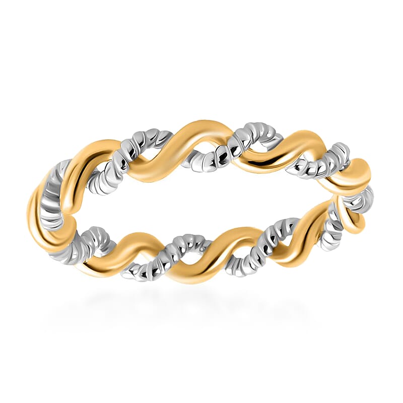 14K YG Over and Sterling Silver Twisted Ring (Size 5.0) 2.30 Grams