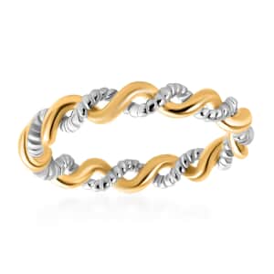 Mother’s Day Gift 14K YG Over and Sterling Silver Twisted Ring (Size 5.0) 2.30 Grams