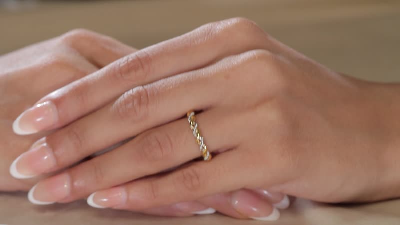 14K YG Over and Sterling Silver Twisted Ring (Size 5.0) 2.30 Grams