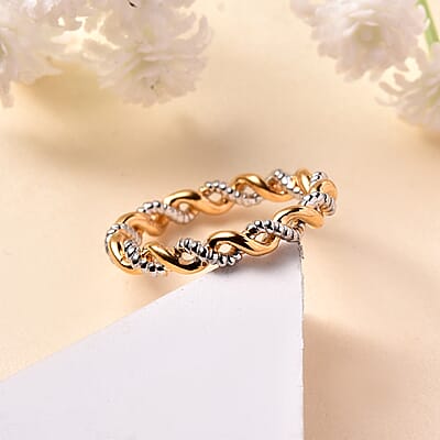 14K YG Over and Sterling Silver Twisted Ring (Size 5.0) 2.30 Grams