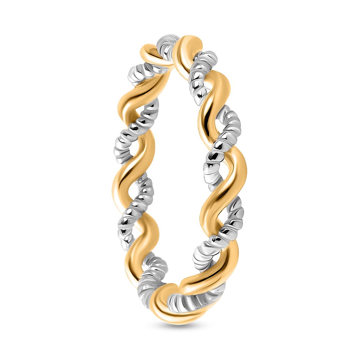 14K YG Over and Sterling Silver Twisted Ring (Size 5.0) 2.30 Grams