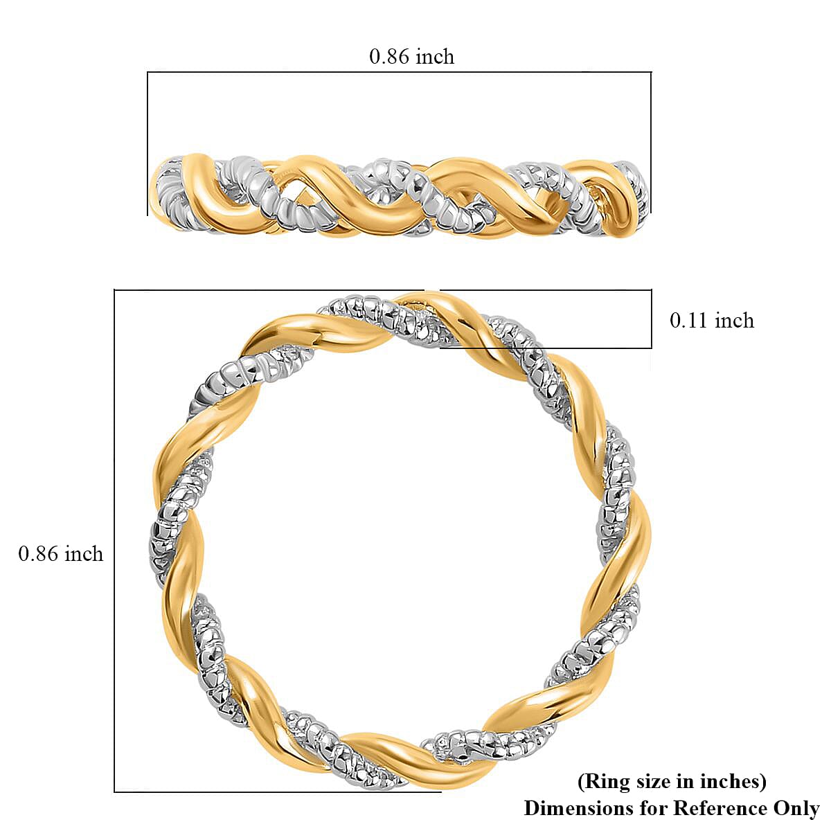 14K YG Over and Sterling Silver Twisted Ring (Size 8.0) 2.30 Grams image number 5