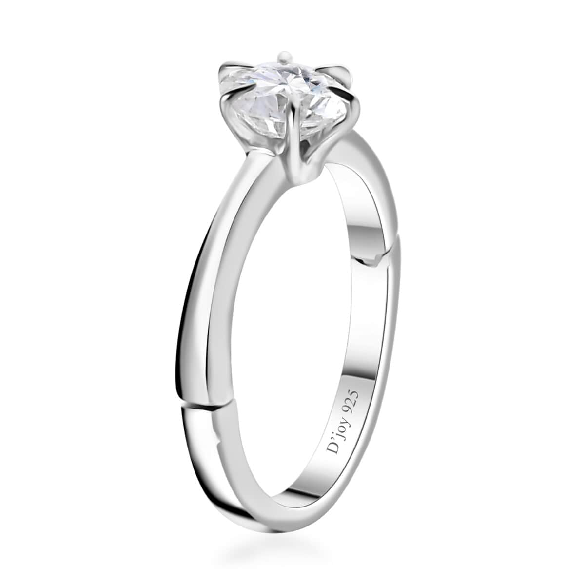 Moissanite (Rnd 6.5mm) Ring in Platinum Over Sterling Silver (Size 6.0) 0.90 ctw image number 4