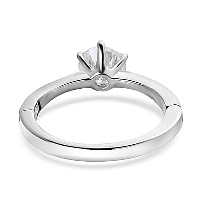 Moissanite Arthritis Ring in Platinum Over Sterling Silver (Size 6.0) 0.90 ctw