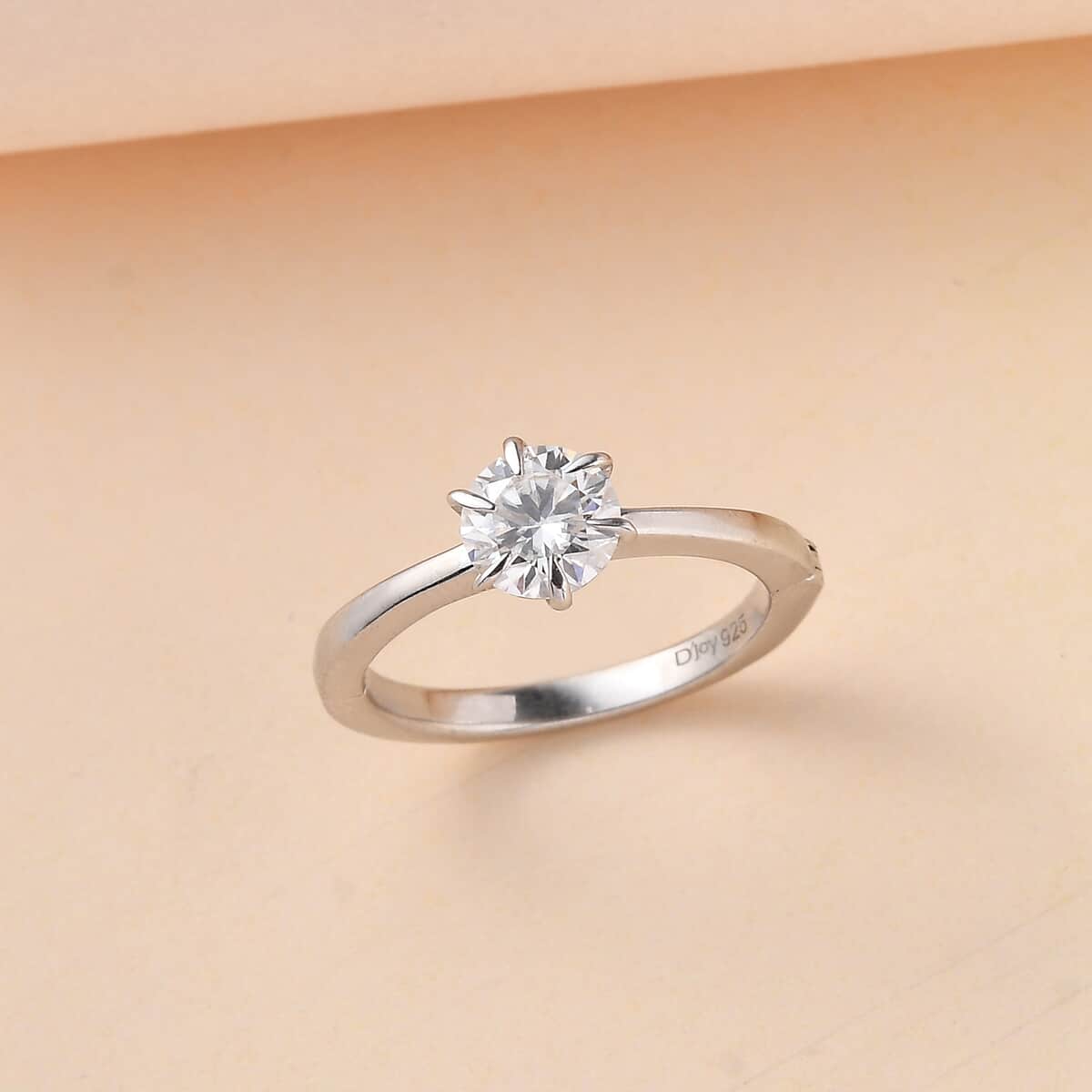 Moissanite Arthritis Ring in Platinum Over Sterling Silver (Size 7.0) 0.90 ctw image number 1