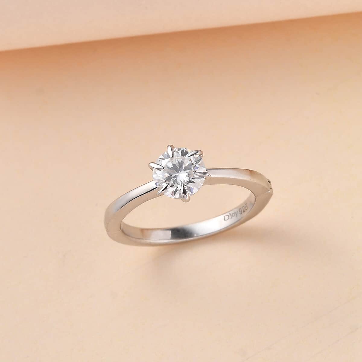 Moissanite Arthritis Ring in Platinum Over Sterling Silver (Size 8.0) 0.90 ctw image number 1