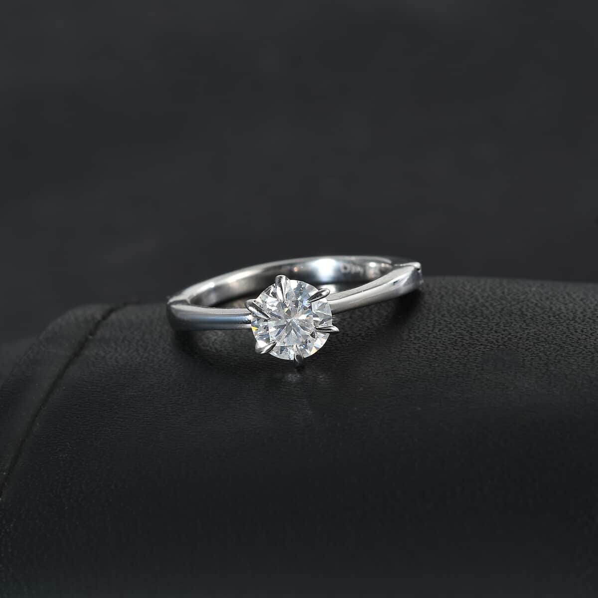 Moissanite Arthritis Ring in Platinum Over Sterling Silver (Size 8.0) 0.90 ctw image number 2