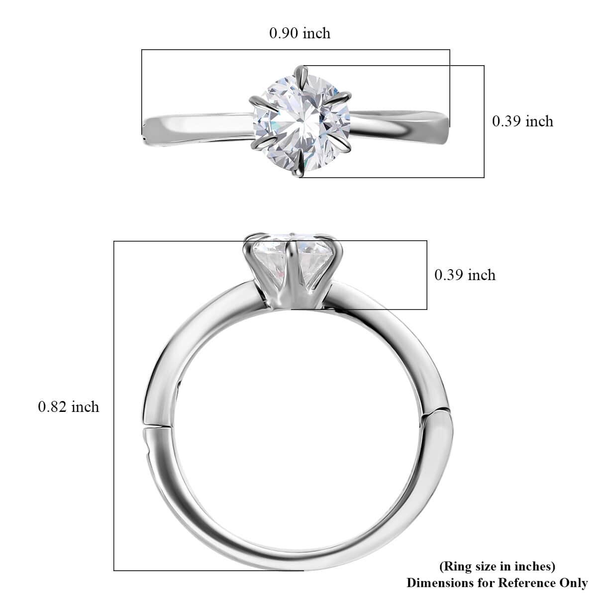 Moissanite Arthritis Ring in Platinum Over Sterling Silver (Size 9.0) 0.90 ctw image number 7