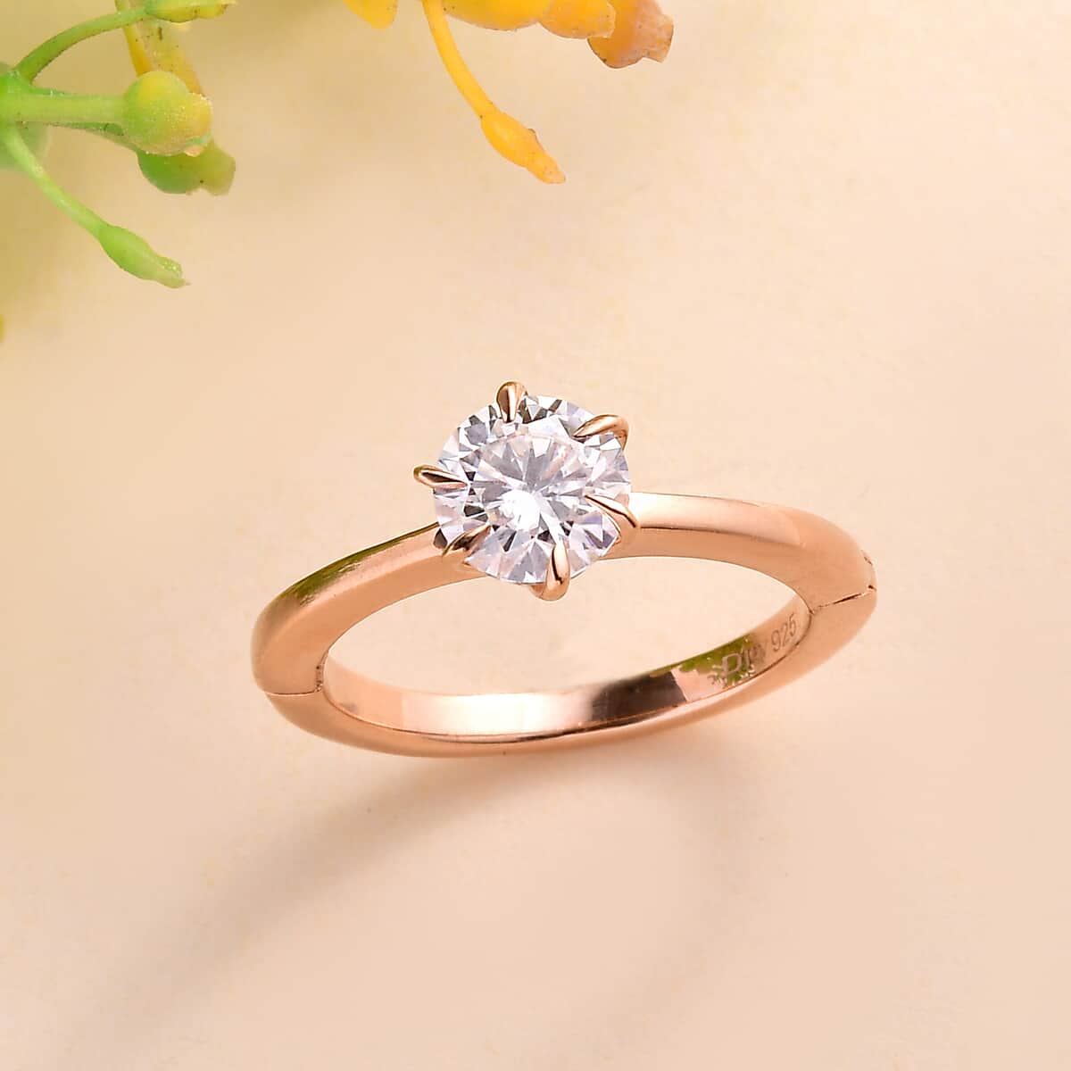 Moissanite Arthritis Ring in Vermeil Rose Gold Over Sterling Silver (Size 6.0) 0.90 ctw image number 1